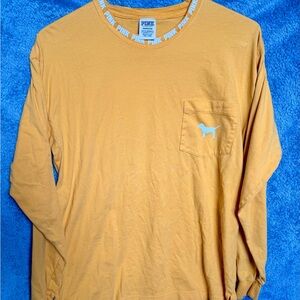 PINK Victoria's Secret Men's Long Sleeve Shirt - Mustard